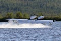 Russian amphibious aircraft landed on a lake in Siberia